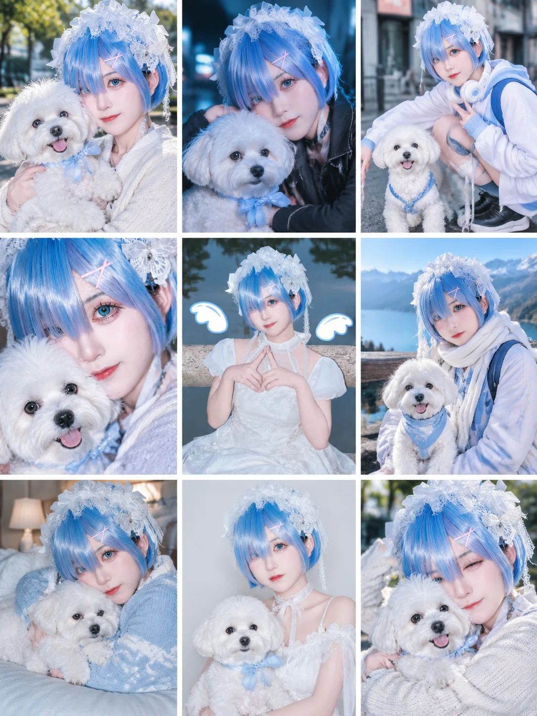 九宫格 Instagram 人像与狗狗