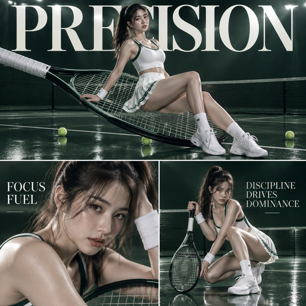 PRECISION 网球运动时尚三格海报