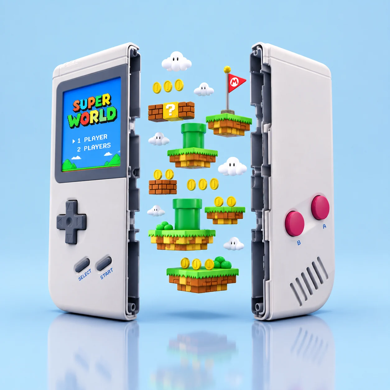 掌上游戏机的精美3D渲染图