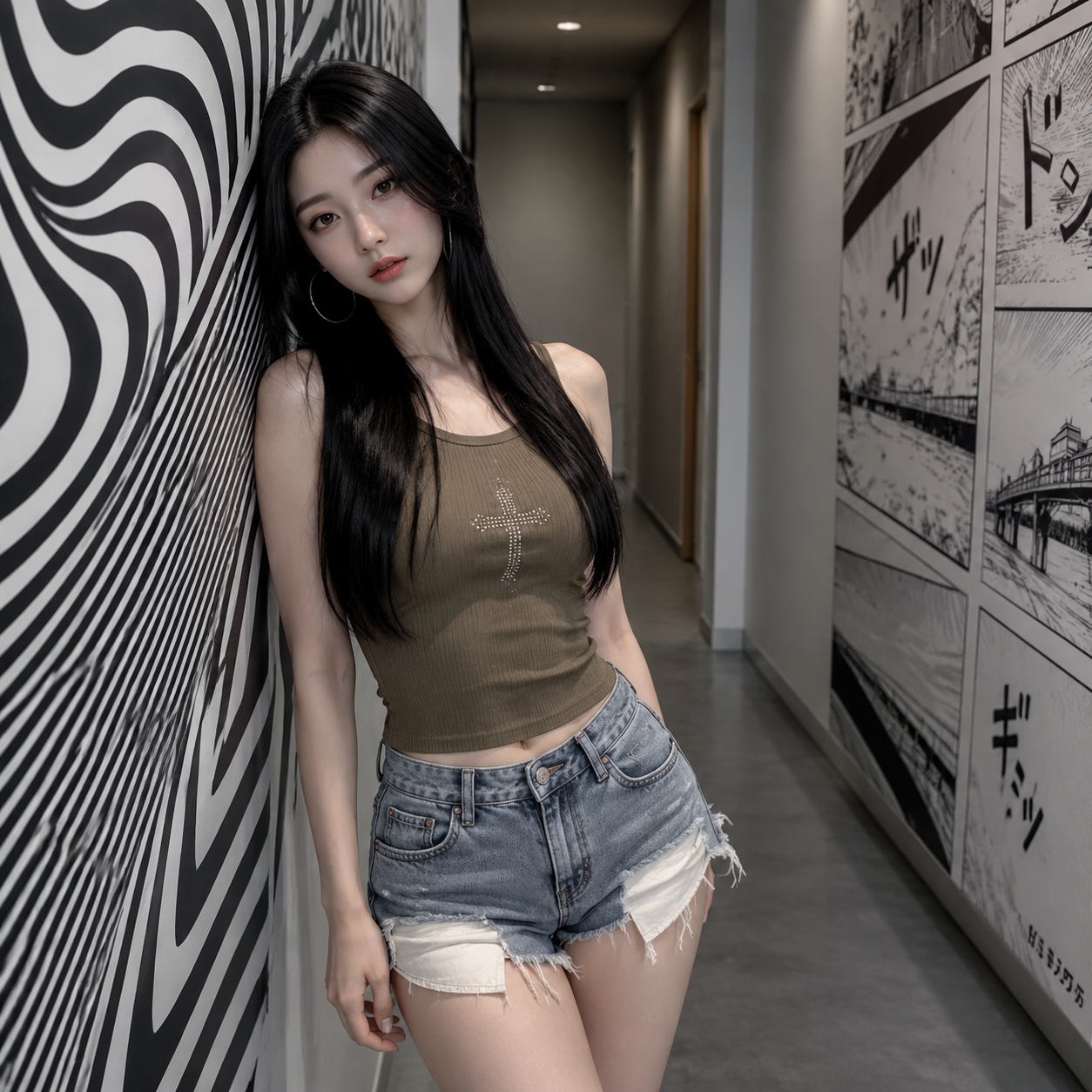 走廊上的女性