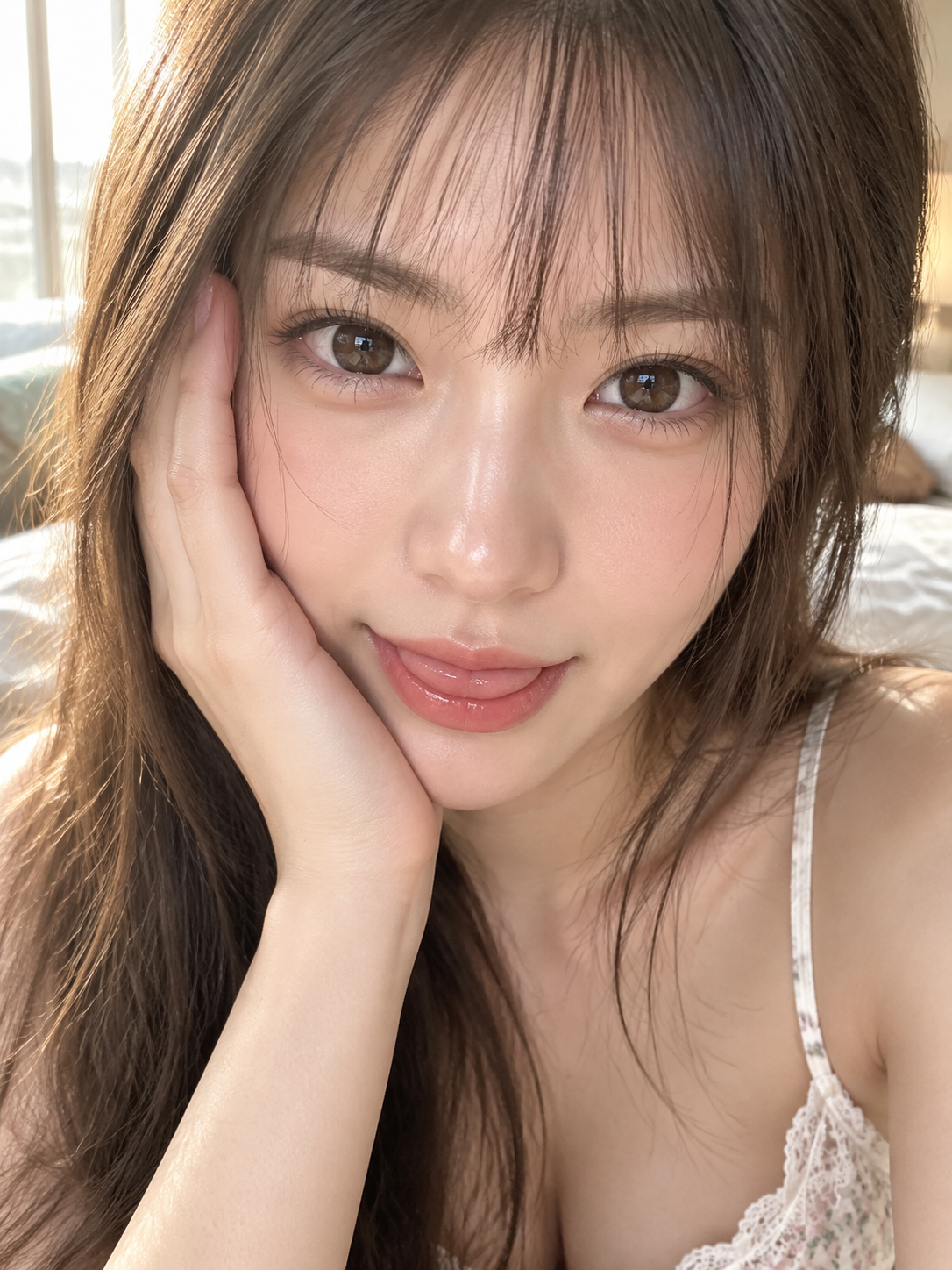 晨光中的调皮脸庞