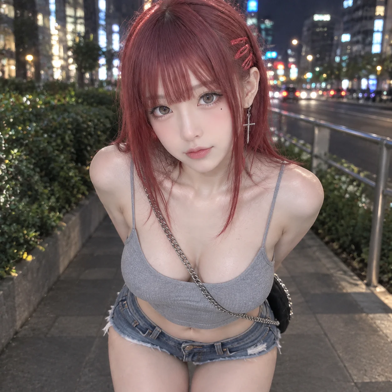 城市夜色中的甜辣街拍肖像