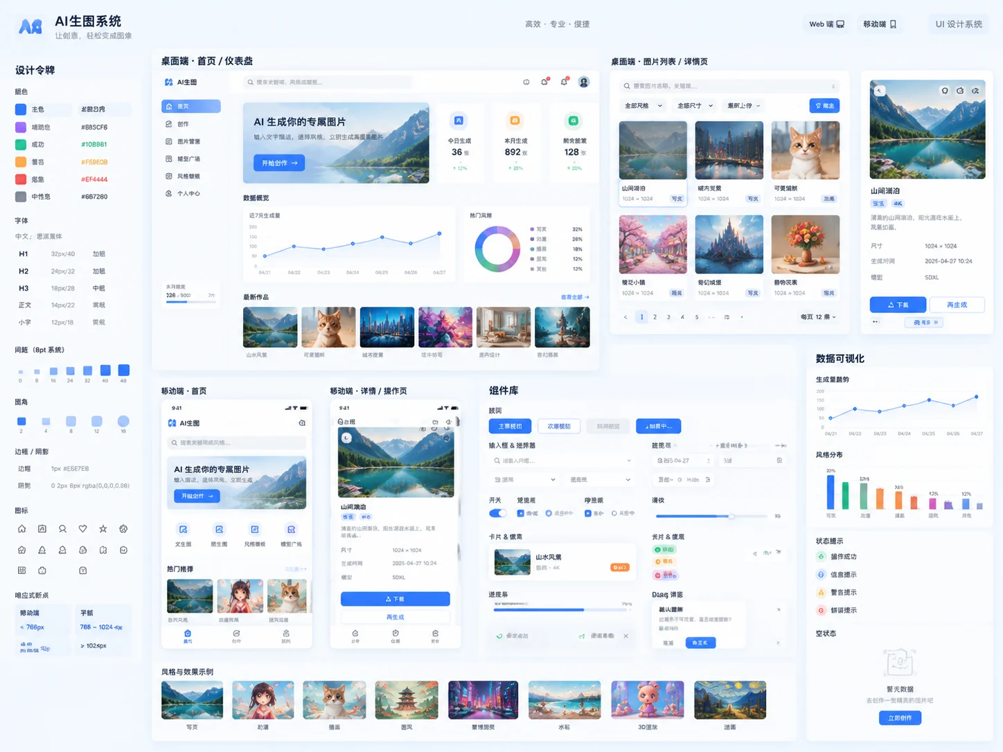 UI 设计案例：AI 生图系统界面与设计规范